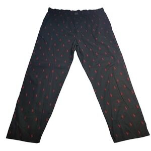 Polo Ralph Lauren Mens XL Black Red Pony Embroidered Cotton Pajama‎ Sleep Pants